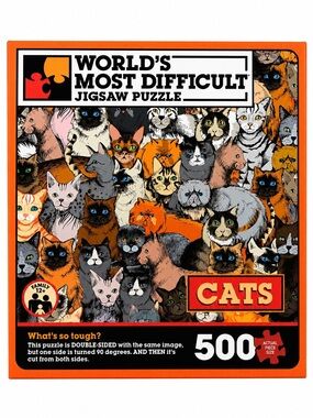 World’s Most Difficult Jigsaw Puzzle Cats 500 Piece Double-Sided Puzzle